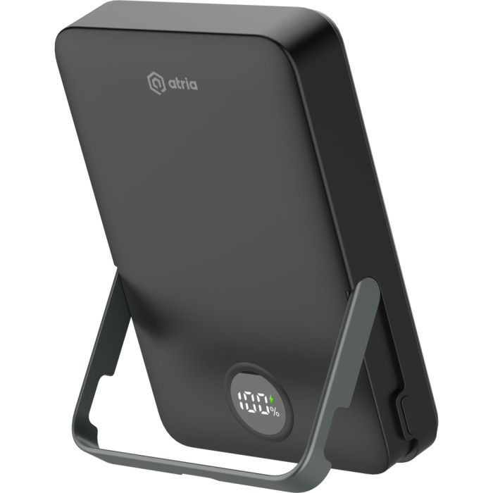 Батарея універсальна Atria 10000mAh, PD/20W, 15W Wireless MagSafe, Black (WPD-W57B)