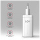 Зарядний пристрій AXAGON 1xUSB + 2xUSB-C 65W QC4+ PD3.0 PPS white (ACU-DPQ65W)