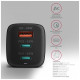 Зарядний пристрій AXAGON 1xUSB + 2xUSB-C 65W QC4+ PD3.0 PPS black (ACU-DPQ65)