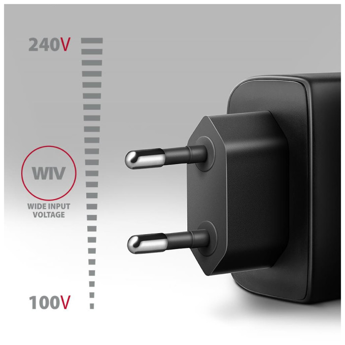 Зарядний пристрій AXAGON 1xUSB QC4.0 + 1xUSB-C PD45W PPS black (ACU-PQ45)