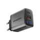 Зарядний пристрій AXAGON 1xUSB-C PD67W + 1xUSB QC4+ PPS display gray (ACU-PQ67D)
