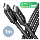 Дата кабель USB-C to USB-C 1.0m USB 2.0 PD 240W 5A black AXAGON (BUCM2-CM10AB)