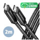 Дата кабель USB-C to USB-C 2.0m USB 2.0 PD 240W 5A black AXAGON (BUCM2-CM20AB)