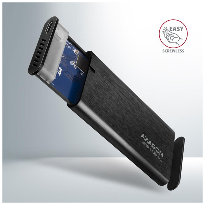 Кишеня зовнішня AXAGON USB-C 3.2 Gen 2 metal box for M.2 NVMe & SATA SSD RAW (EEM2-SB2)