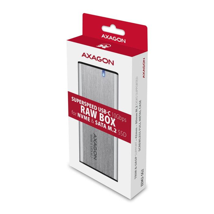 Кишеня зовнішня AXAGON USB-C 3.2 Gen 2 metal box for M.2 NVMe & SATA SSD SuperSpeed (EEM2-SG2)