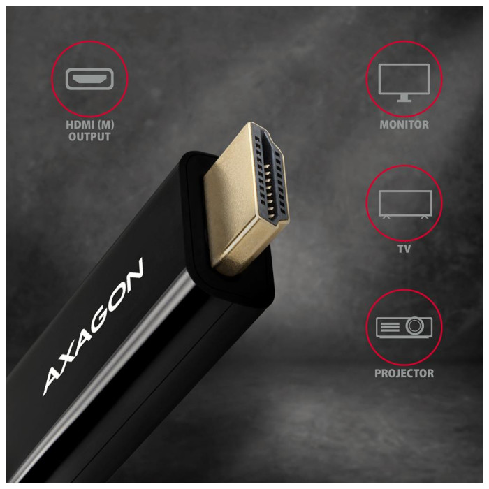 Кабель мультимедійний HDMI M to DisplayPort M 1.8m 4K30Hz black AXAGON (RVD-HI14C2)