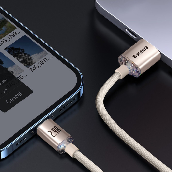 Дата кабель USB 2.0 AM to Lightning 1.2m 2.4A pink Baseus (CAJY001104)