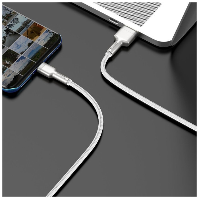 Дата кабель USB to USB-C 1.0m 6A 66W white Baseus (CAKF000102)