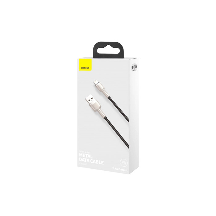 Дата кабель USB 2.0 AM to Lightning 1.0m Cafule Metal 2.4A black Baseus (CALJK-A01)