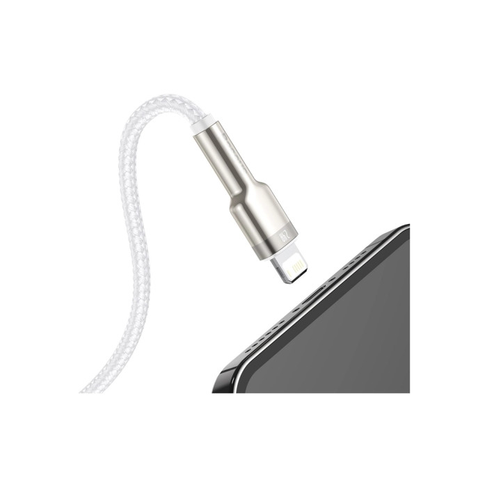 Дата кабель USB 2.0 AM to Lightning 1.0m Cafule Series Metal 2.4A White Baseus (CALJK-A02)