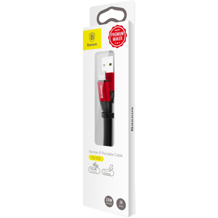 Дата кабель USB 2.0 AM to Lightning 0.23m 2A black/red Baseus (CALMBJ-B91)