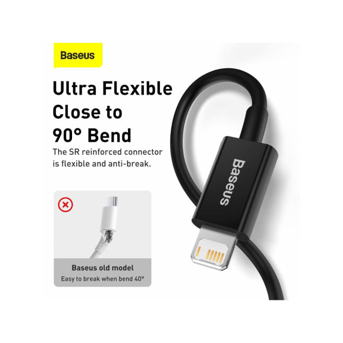 Дата кабель USB 2.0 AM to Lightning 2.0m 2.4A black Baseus (CALYS-C01)