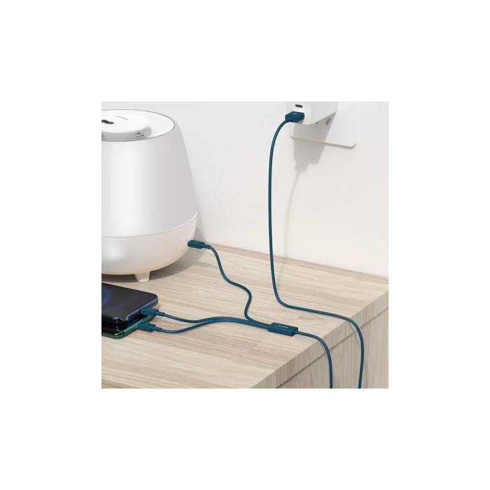 Дата кабель USB 2.0 AM to Lightning + Micro 5P + Type-C 1.5m 3.5A blue Baseus (CAMLTYS-03)
