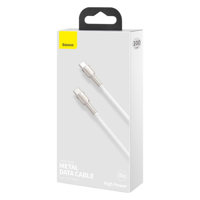 Дата кабель USB-C to USB-C 1.0m 100W metal white Baseus (CATJK-C02)