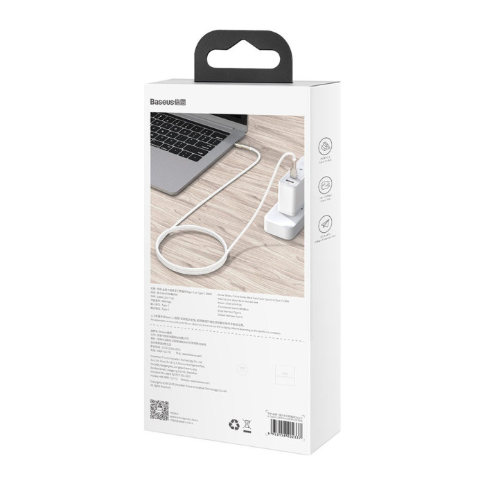 Дата кабель USB-C to USB-C 2.0m 100W metal black Baseus (CATJK-D01)
