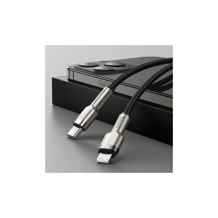 Дата кабель USB-C to Lightning 0.25m 20W Cafule Series Meta black Baseus (CATLJK-01)