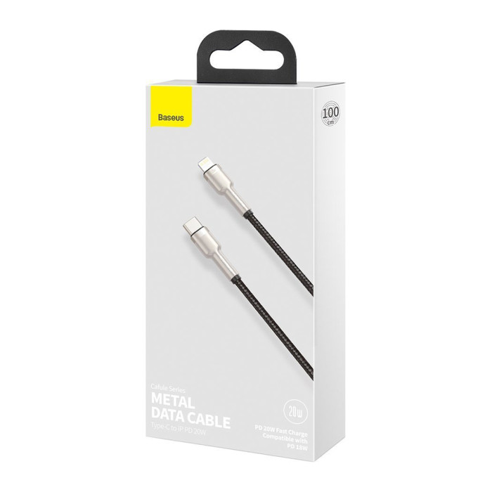 Дата кабель USB-C to Lightning 1.0m Cafule Metal PD 20W black Baseus (CATLJK-A01)