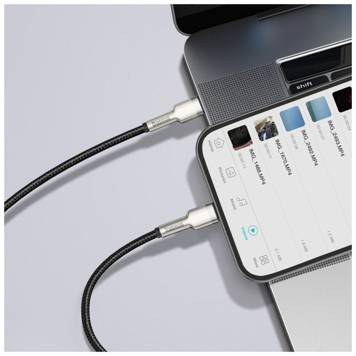 Дата кабель USB-C to Lightning 1.0m Cafule Metal PD 20W black Baseus (CATLJK-A01)