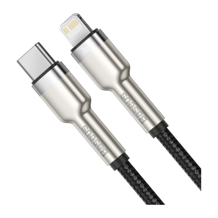 Дата кабель USB-C to Lightning 2.0m Cafule Metal PD 20W black Baseus (CATLJK-B01)
