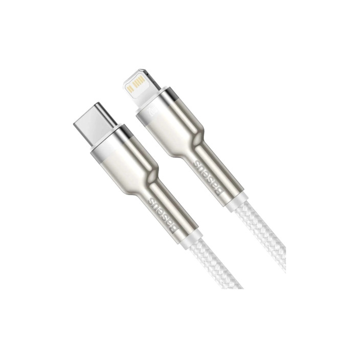 Дата кабель USB-C to Lightning 2.0m Cafule Metal PD 20W white Baseus (CATLJK-B02)