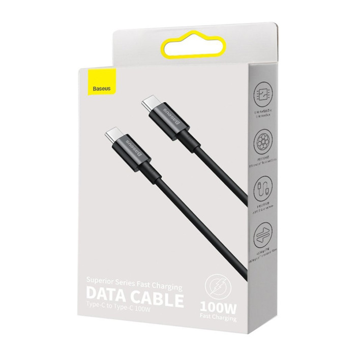 Дата кабель USB-C to USB-C 2.0m 100W black Baseus (CATYS-C01)