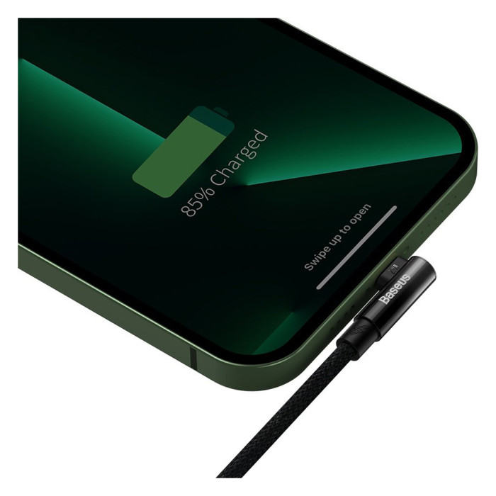 Дата кабель USB 2.0 AM to Lightning 1.0m 2.4A 90° corner black Baseus (CAVP000001)