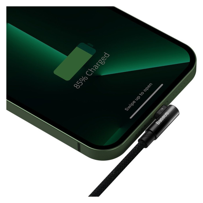 Дата кабель USB 2.0 AM to Lightning 2.0m 2.4A 90° corner black Baseus (CAVP000101)