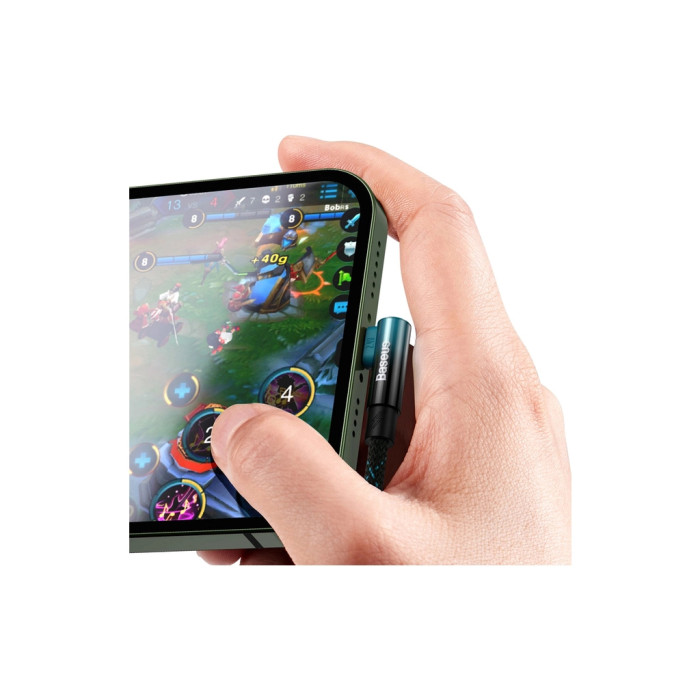Дата кабель USB 2.0 AM to Lightning 2.0m 2.4A 90° corner black/blue Baseus (CAVP000121)