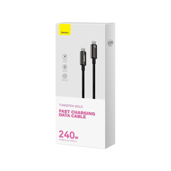 Дата кабель USB-C to USB-C 1.0m 240W Black Baseus (CAWJ040001)