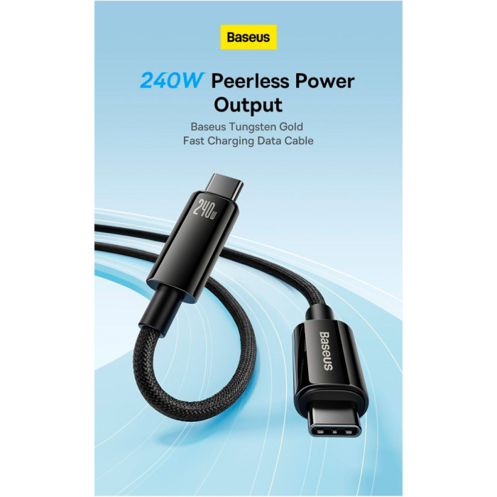 Дата кабель USB-C to USB-C 2.0m 240W Black Baseus (CAWJ040101)