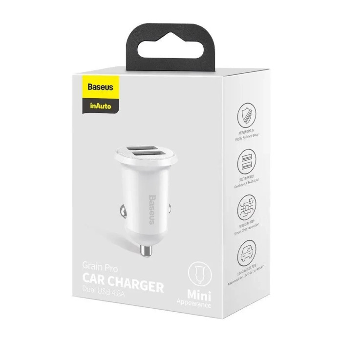 Зарядний пристрій Baseus 2xUSB 24W Grain Pro (CCALLP-02)