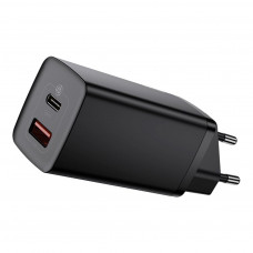 Зарядний пристрій Baseus 2xUSB 65W GaN (USB-C+USB-A) black (CCGAN2L-B01)