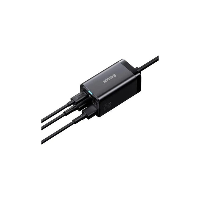 Зарядний пристрій Baseus 2xUSB-C 65W + 2xUSB GaN + cable USB-C to USB-C 100W 1.0m black (CCGP040101)