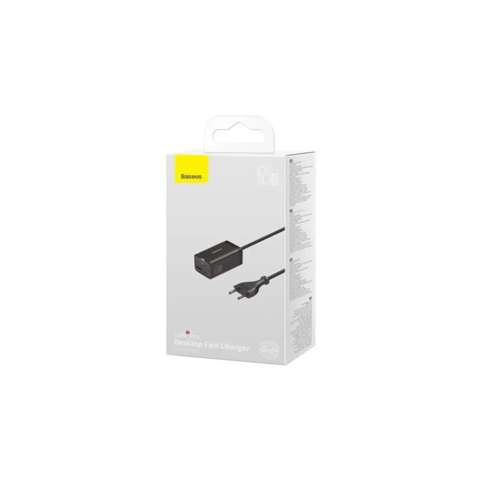 Зарядний пристрій Baseus 2xUSB-C 65W + 2xUSB GaN + cable USB-C to USB-C 100W 1.0m black (CCGP040101)