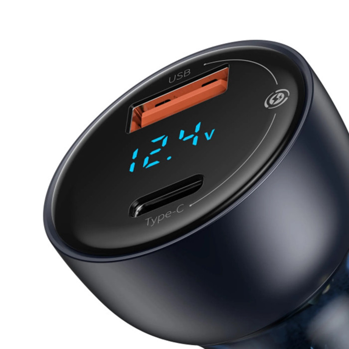Зарядний пристрій Baseus USB + USB-C QC3.0 65W Particular Digital Display gray (CCKX-C0G)