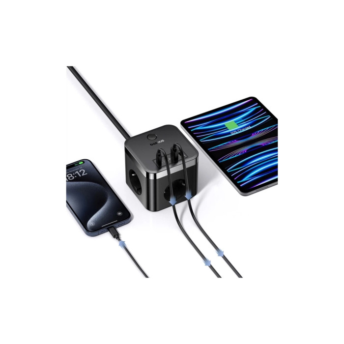 Мережевий фільтр живлення Baseus PowerCombo Cube Power Strip (E00066400117-00)