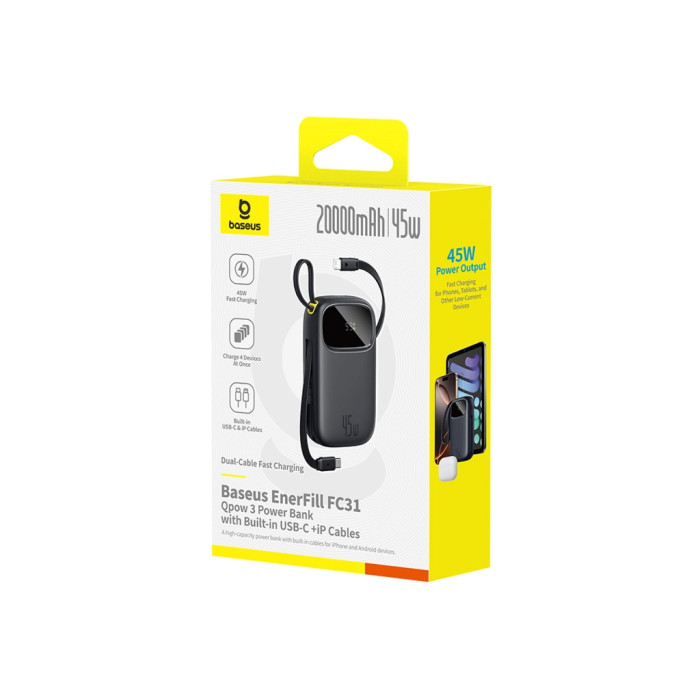Батарея універсальна Baseus EnerFill FC31 Qpow 3 20000mAh 45W PD/3.0 QC/4.0 Black (E0028D00)