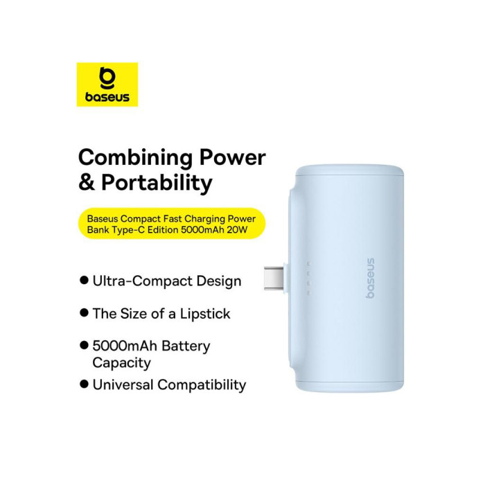Батарея універсальна Baseus Compact 4900mAh 20W Lightning, Black (PPWC05I) (P10068304112-00)