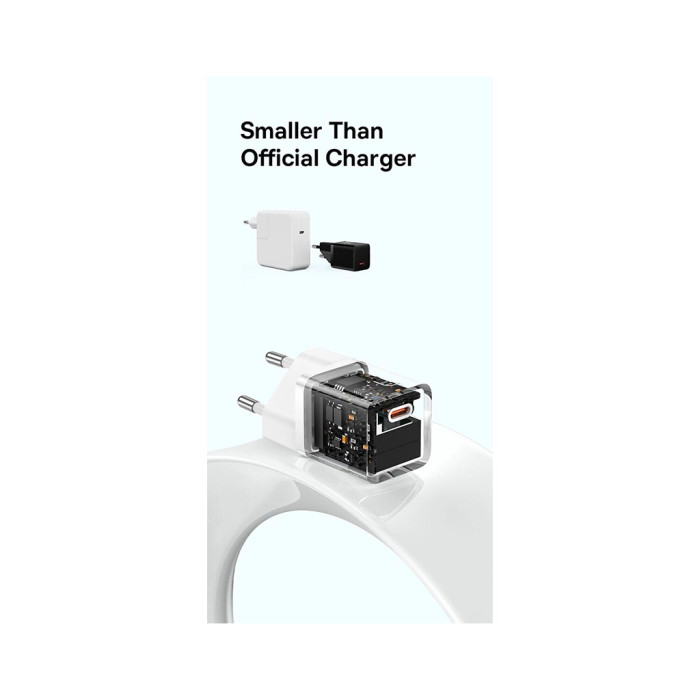 Зарядний пристрій Baseus GaN5 Fast Charger USB-C 30W + Cable 1.0m Type-C 100W white (P10110902213-00)