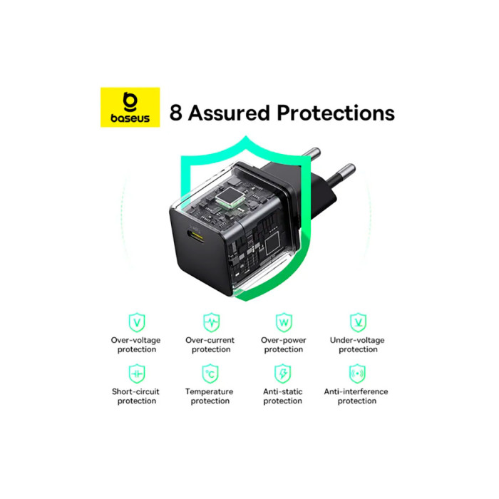 Зарядний пристрій Baseus Palm Fast Charger 1C 20W + Cable 1.0m Type-C 60W black (P10111602113-01)