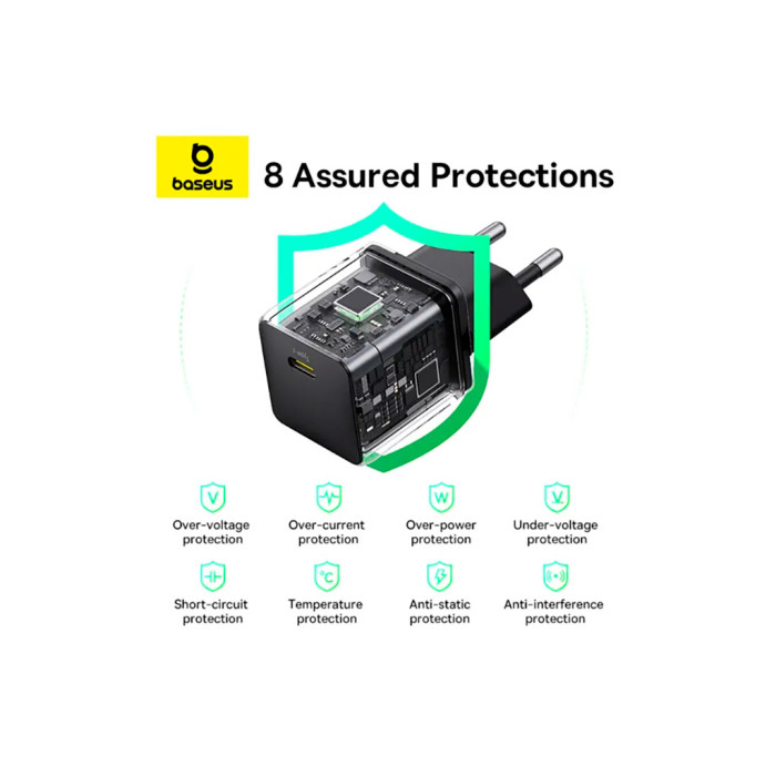 Зарядний пристрій Baseus Palm Fast Charger 1C 20W + Cable 1.0m Type-C 60W black (P10111602113-01)