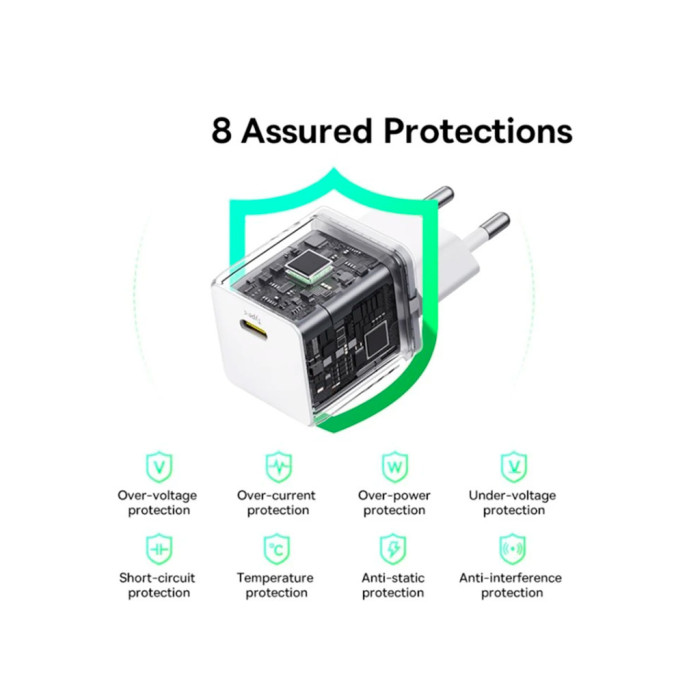 Зарядний пристрій Baseus Palm Fast Charger 1C 30W + Cable 1.0m Type-C 60W white (P10111605213-01)