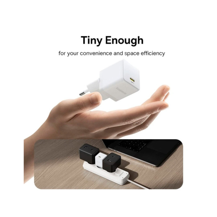 Зарядний пристрій Baseus Palm Fast Charger 1C 30W + Cable 1.0m Type-C 60W white (P10111605213-01)