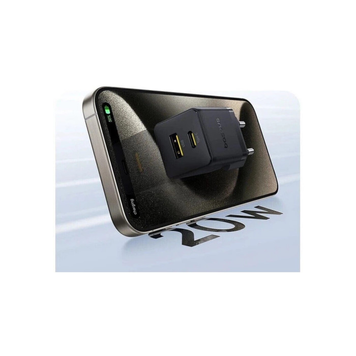 Зарядний пристрій Baseus 1xUSB-C PD20W + 1xUSB + cable USB-C to USB-C white (P10111608113-01)