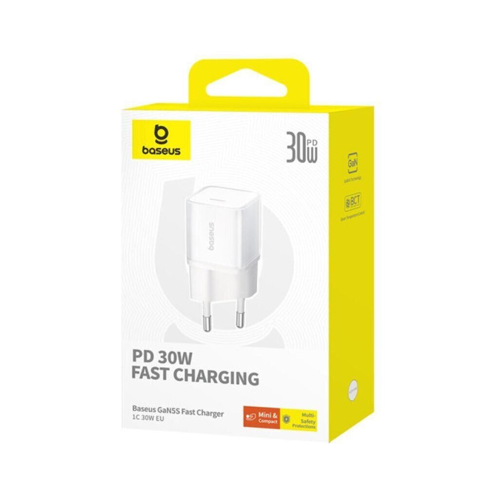 Зарядний пристрій Baseus 1xUSB-C 30W GaN5S white (P10162504213-00)