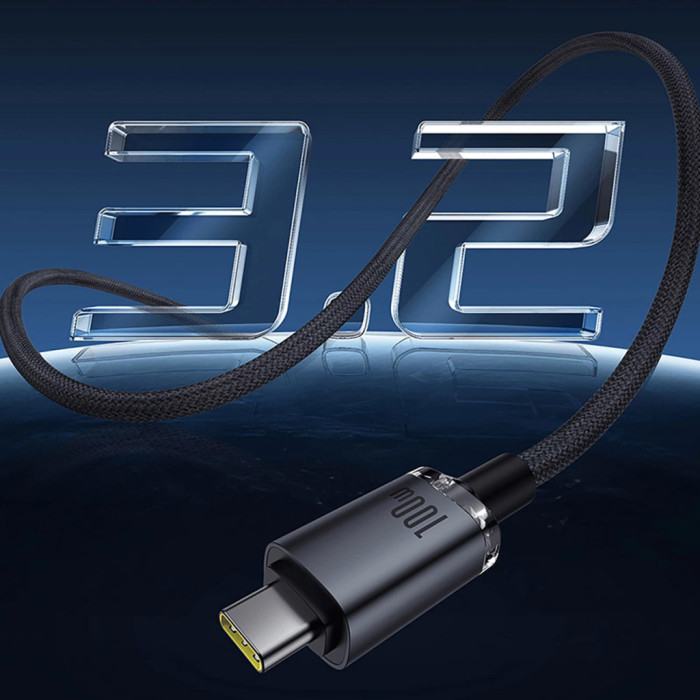 Дата кабель USB-C to USB-C 1.5m 100W USB3.2 20Gb black Baseus (P10318204111-00)