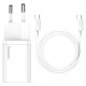 Зарядний пристрій Baseus 1xUSB 25W (USB-C) + Cable Type-C white (TZCCSUP-L02)