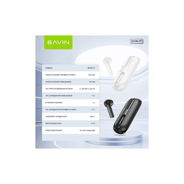 Навушники BAVIN BAVIN-79 Hi-Res White (HB-BA-79-WH)