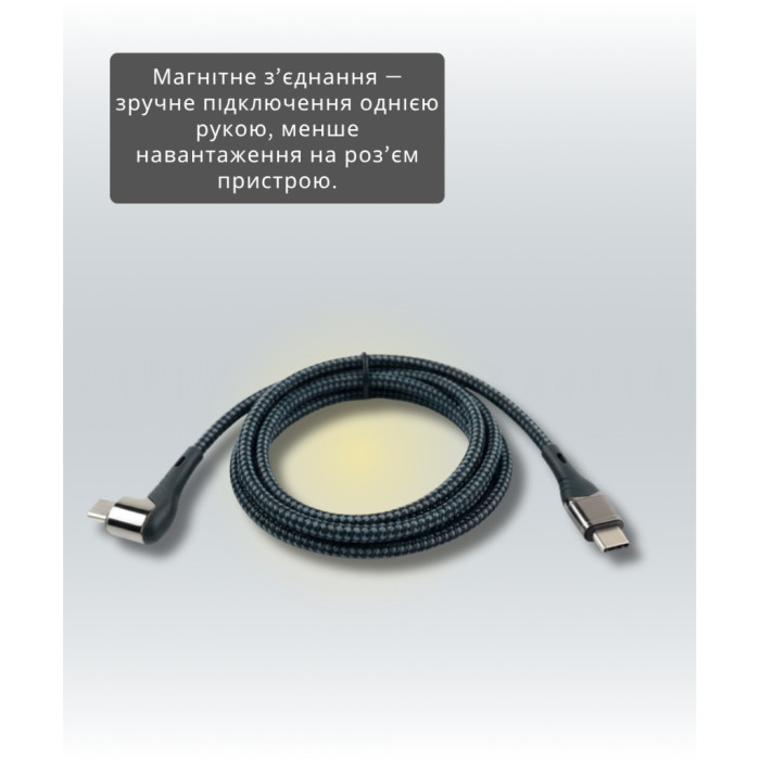 Дата кабель USB-C to USB-C 1.5m 5A 100W Quick Charge magnetic black BeCover (714555)