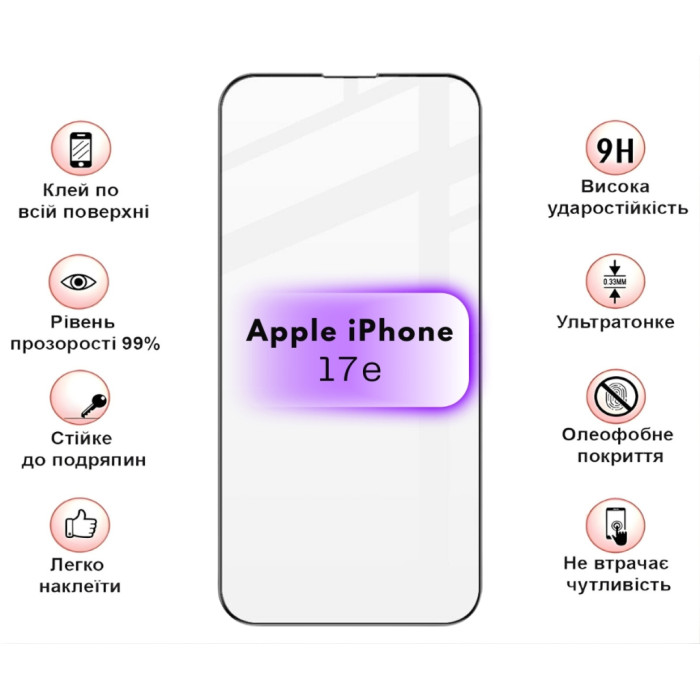 Скло захисне BeCover Apple iPhone 17e Black (715141)